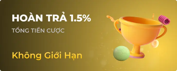 Banner quảng cáo chương trình Hoàn Trả Siêu Tốc 1.5% dành cho game Slots tại 88go