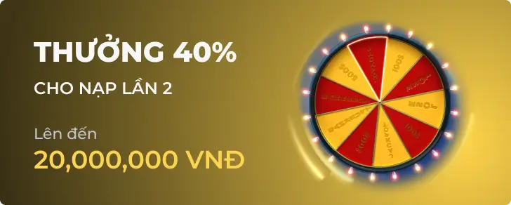 Banner quảng cáo chương trình Thưởng 40% Nạp Lại Hàng Tuần tại nhà cái 88go